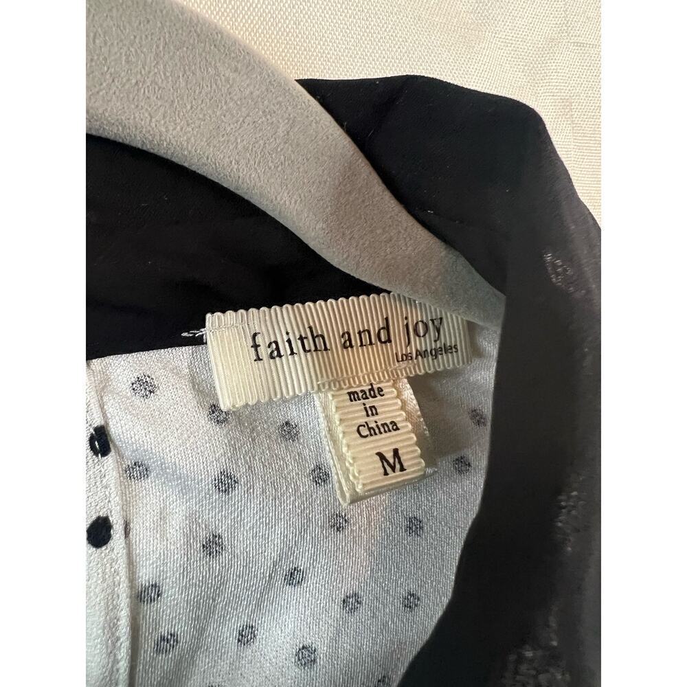 Faith and Joy Polkadot Top - Black and White - Size Medium - Picture 3 of 4
